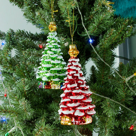 Cross-border new Christmas tree glass pendant creative Christmas decorations 2 pack home party Christmas gift